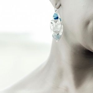 Tri-Layered Metal Painted Dangling Earrings